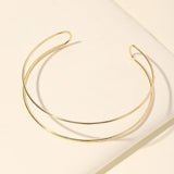 Metal Line Rigid Golden Chocker Bib Neck Torques Choker Necklace