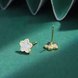 Enamel Four-Leaf Clover Women's Stud Earrings S925 Silver Gift