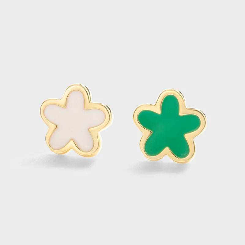 Enamel Four-Leaf Clover Women's Stud Earrings S925 Silver Gift