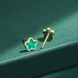 Enamel Four-Leaf Clover Women's Stud Earrings S925 Silver Gift