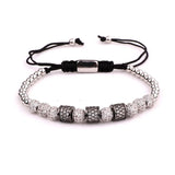 CZ Micro Pave Tube Ball Beaded Bracelet Bangle For Women Men