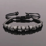 CZ Micro Pave Tube Ball Beaded Bracelet Bangle For Women Men