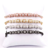 CZ Micro Pave Tube Ball Beaded Bracelet Bangle For Women Men