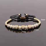 CZ Micro Pave Tube Ball Beaded Bracelet Bangle For Women Men