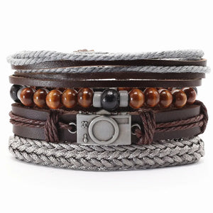Vintage Beads Leather Men Bracelets Women Jewelry