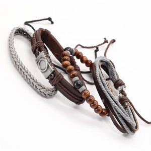 Vintage Beads Leather Men Bracelets Women Jewelry