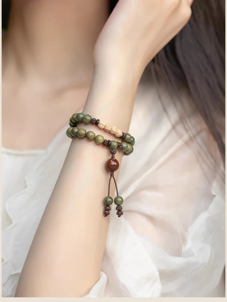 Vintage Sandalwood Beaded Bracelet Charm for Women Men Girls
