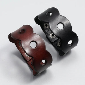 Vintage Punk Hollow Leather Bracelets for Men and Women