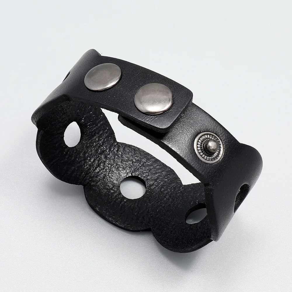 Vintage Punk Hollow Leather Bracelets for Men and Women