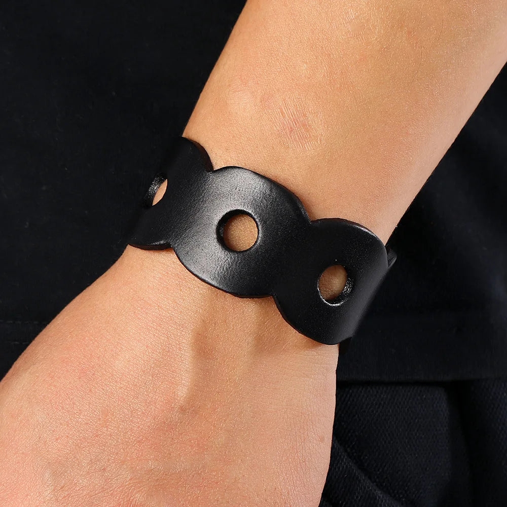 Vintage Punk Hollow Leather Bracelets for Men and Women