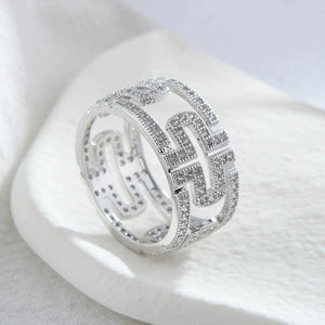 Vintage Zircon Ring Silver Retro Jewelry Anti Allergy