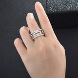 Vintage Zircon Ring Silver Retro Jewelry Anti Allergy
