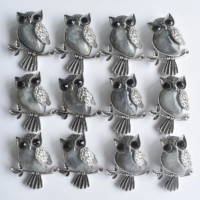 Vintage Copper Plated Owl ShimmerStone Pendants for Jewelry Making 8pcs/lot