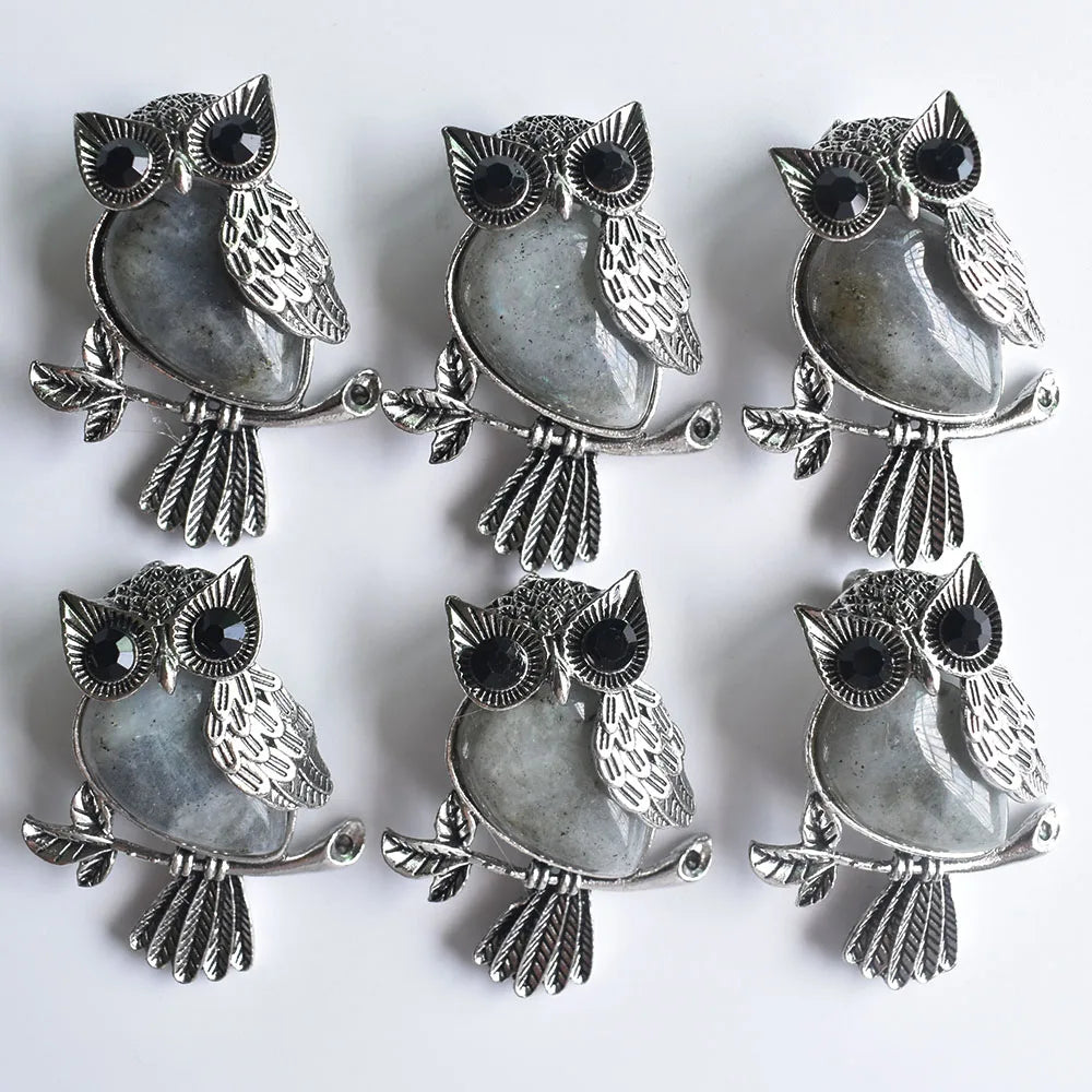 Vintage Copper Plated Owl ShimmerStone Pendants for Jewelry Making 8pcs/lot