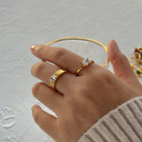 Waterproof 18K Stainless Steel CZ Rings for Women
