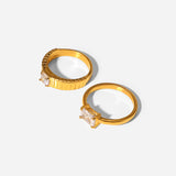 Waterproof 18K Stainless Steel CZ Rings for Women
