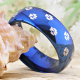 Tungsten Carbide Cat Dog Foot Paw Prints Ring