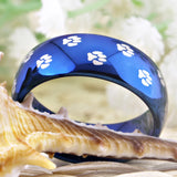 Tungsten Carbide Cat Dog Foot Paw Prints Ring