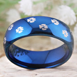Tungsten Carbide Cat Dog Foot Paw Prints Ring