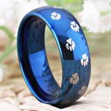 Tungsten Carbide Cat Dog Foot Paw Prints Ring