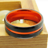 Beveled Tungsten Ring with Orange-Aluminum Inlay
