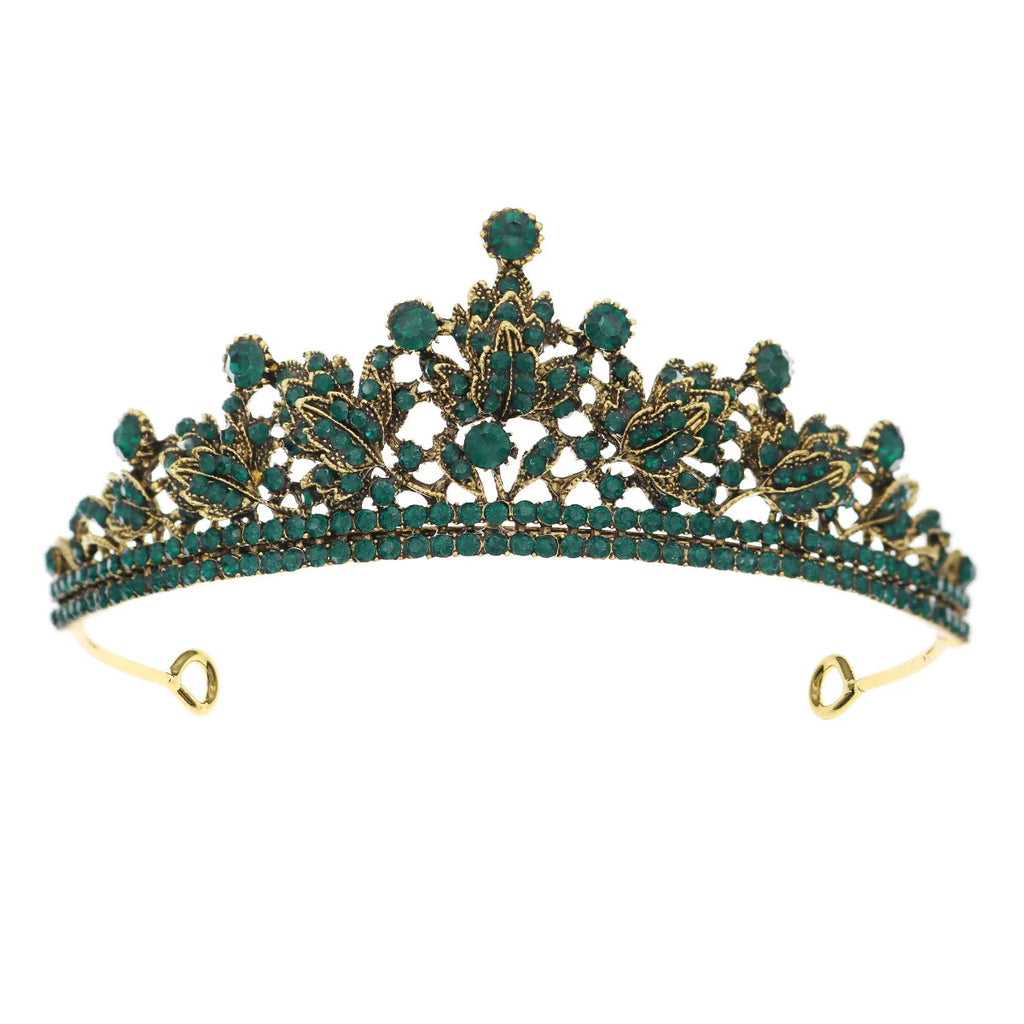 Vintage Green Rhinestone Wedding Tiara Crown Princess