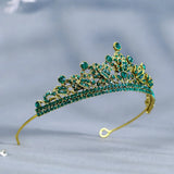 Vintage Green Rhinestone Wedding Tiara Crown Princess