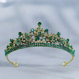 Vintage Green Rhinestone Wedding Tiara Crown Princess