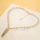 Freshwater Pearl Necklace Zircon Pendant Fine Jewelry for Women