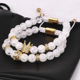 CZ Crown&Queen Charm Bracelet Couple Jewelry
