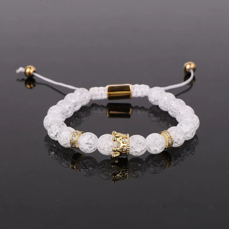 CZ Crown&Queen Charm Bracelet Couple Jewelry