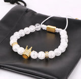 CZ Crown&Queen Charm Bracelet Couple Jewelry