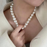 Pearl Collar Necklaces Big Beads Choker Necklace Wedding Party Jewelry