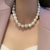 Pearl Collar Necklaces Big Beads Choker Necklace Wedding Party Jewelry