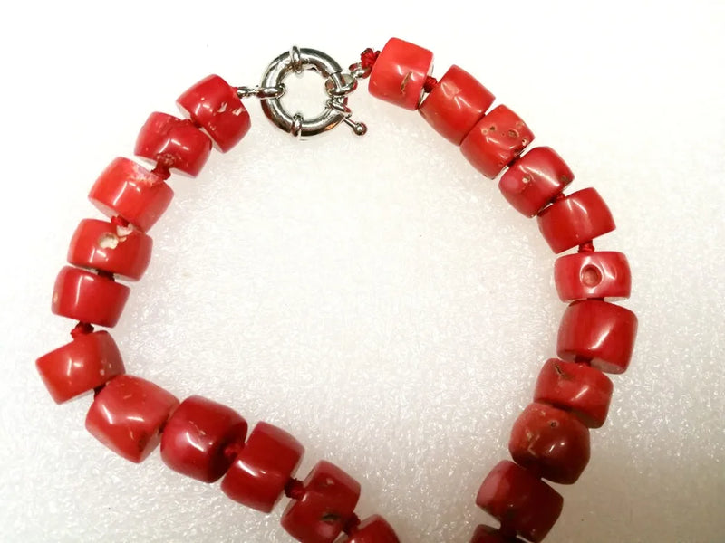 Red Coral Stone Bead Bracelet 18-20cm 7.8''