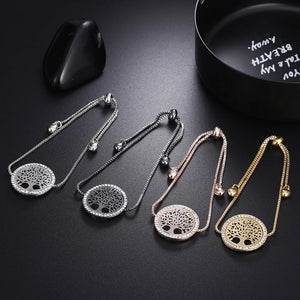 Woman Tree of Life Cutout Wristband Crystal Bracelet