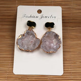 12 Colors Natural Stone Irregular Crystal Agates Earrings 20x25-25x35mm