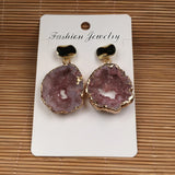 12 Colors Natural Stone Irregular Crystal Agates Earrings 20x25-25x35mm