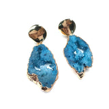 12 Colors Natural Stone Irregular Crystal Agates Earrings 20x25-25x35mm