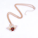 Women Bee Pearl Crystal Necklace Alloy Chain Jewelry