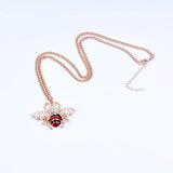 Women Bee Pearl Crystal Necklace Alloy Chain Jewelry