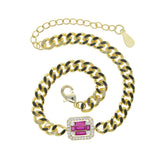Colorful Geometric CZ Square Chain Bracelet
