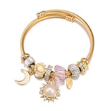 Moon Pendant Charm Bracelet Stainless Steel Jewelry