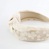 Women Headband Flower Satin Lace Wide Side Solid Hairband Center Knot Turban
