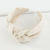 Women Headband Flower Satin Lace Wide Side Solid Hairband Center Knot Turban