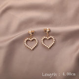 Geometric Pearl Long Clip-on Earrings for Women Party