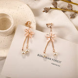 Geometric Pearl Long Clip-on Earrings for Women Party