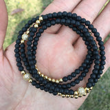 Women Lady 4mm Stone CZ Ball Four Layer Bracelet Gift