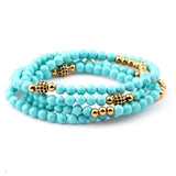 Women Lady 4mm Stone CZ Ball Four Layer Bracelet Gift