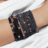 Women Lady 4mm Stone CZ Ball Four Layer Bracelet Gift